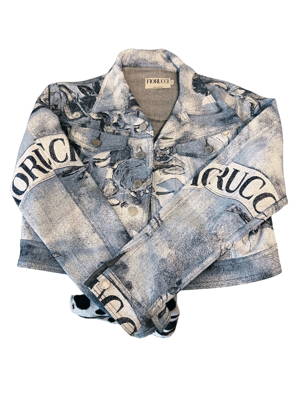 Fiorucci Blue & White Graphic Denim Jean Jacket
